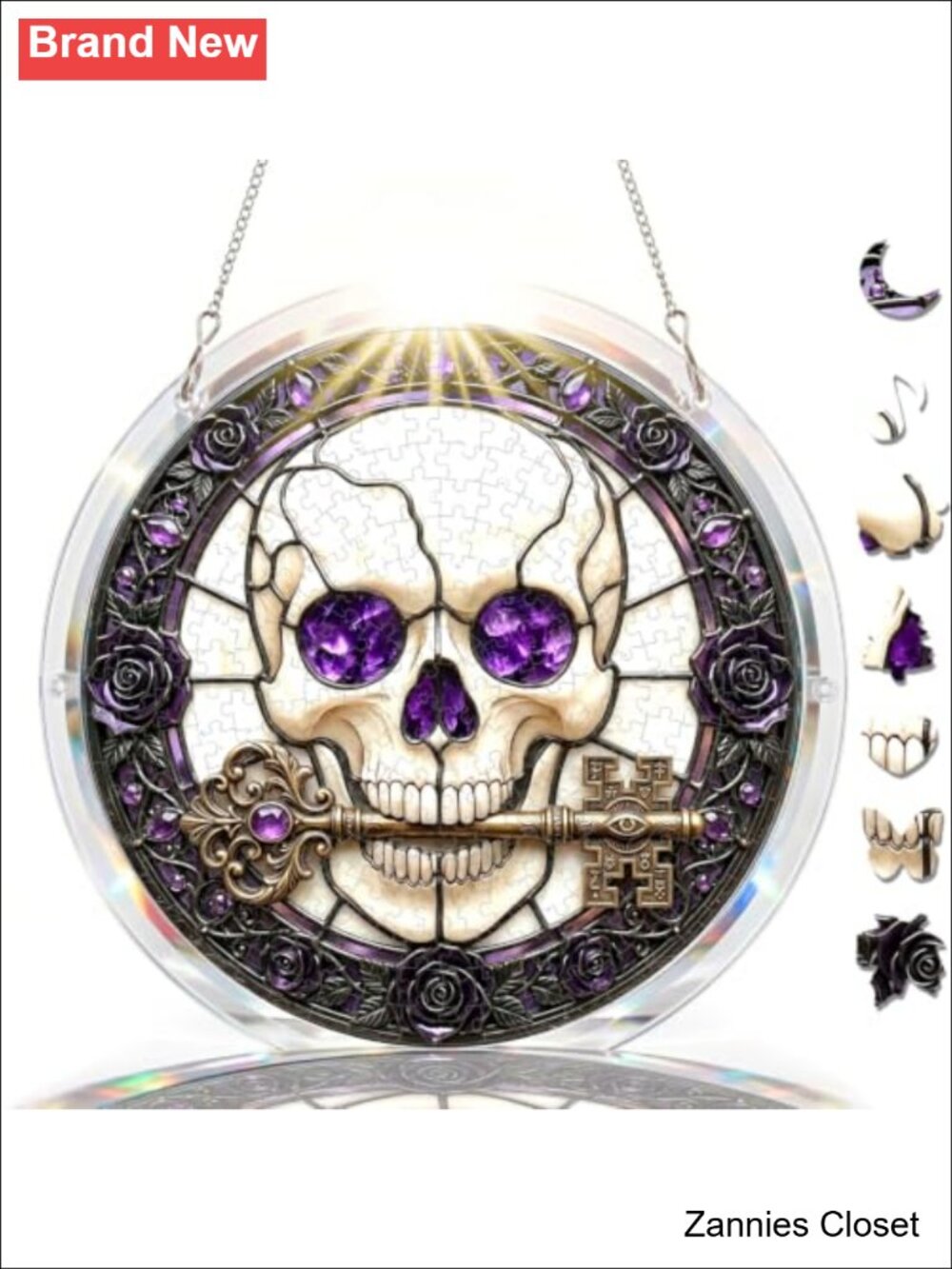 👻 Acrylic Skull Key Jigsaw Puzzle Suncatcher DIY Halloween Window Hang Decor